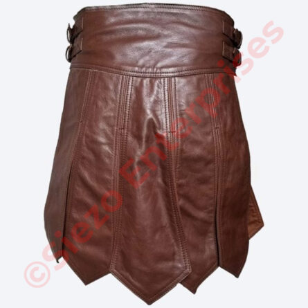 Barbarian Leather Kilt Skirt | Greek Roman Gladiator War Ancient leather Skirts - Image 2